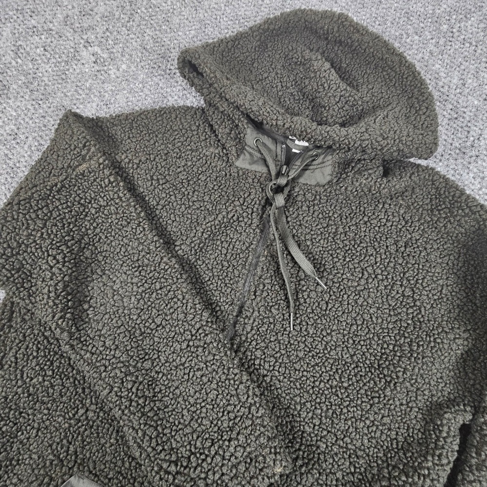 Adidas Women's Sherpa Fleece Full Zip Hoodie Gray Padded Pocket Large L